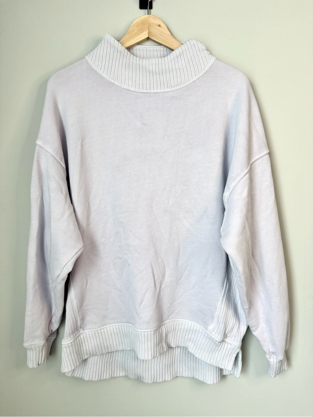 Women's Aerie Light Lavender Ribbed Mock Neck Oversized Lightweight Sweater